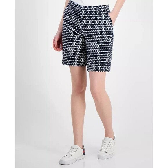 Tommy Hilfiger Women's Disty Floral Printed Hollywood-Waist Short Navy White 2 - Picture 1 of 10